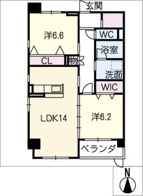 NOBLE LIFE 吹上(2LDK/1階)の間取り写真