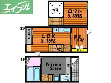 FLAT-S(1SLDK/1階)の間取り写真