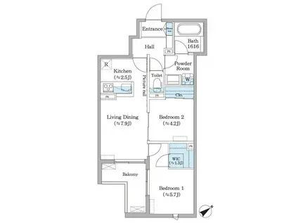 フィカーサ横浜(2LDK/2階)の間取り写真