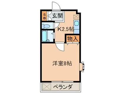 ベルディ南松原(1K/3階)の間取り写真