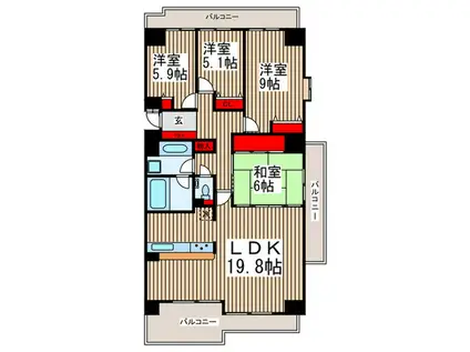 パークフィールドみさとテラウエスト(4LDK/6階)の間取り写真