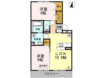 アルティスタB(2LDK/3階)の間取り写真