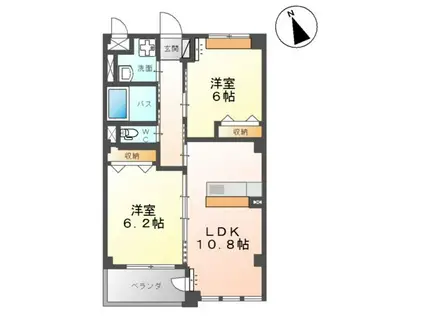 ラポール(2LDK/2階)の間取り写真