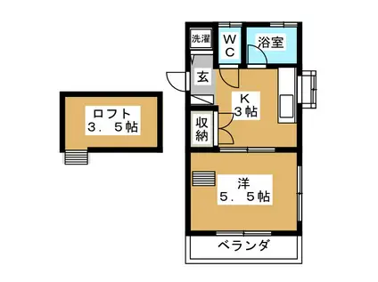 クレール三鷹台(1K/2階)の間取り写真