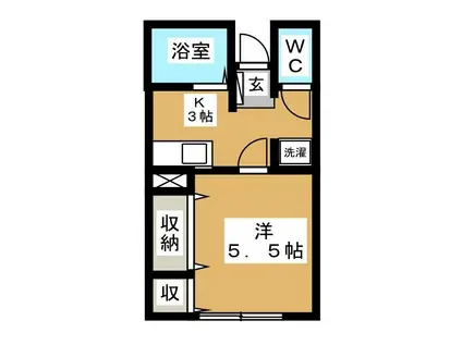 アーク・ヴァレー(1K/1階)の間取り写真