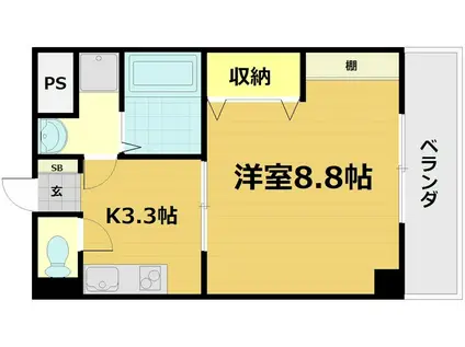 グランフォート伏見(1K/2階)の間取り写真