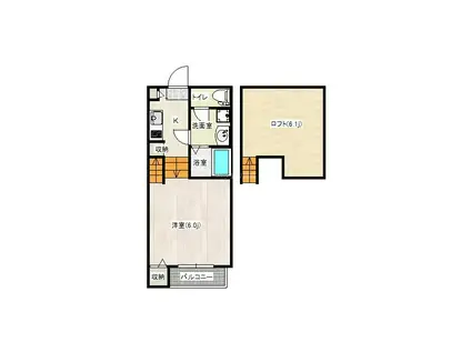 アーバニティ姪浜(1K/1階)の間取り写真