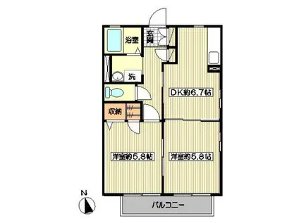 枡形一番館(2DK/1階)の間取り写真