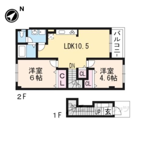 ピジョンフォレ・Ⅱ(2LDK/2階)の間取り写真