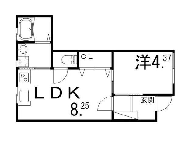 JR山陽本線 御着駅 徒歩1分 2階建 築8年(1LDK/1階)の間取り写真