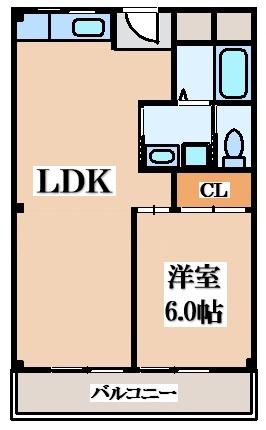 コーポ陣内I(1LDK/2階)の間取り写真