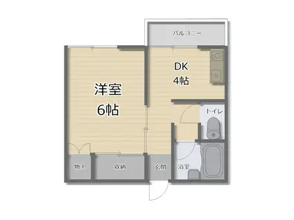 コーポみのり(1DK/2階)の間取り写真