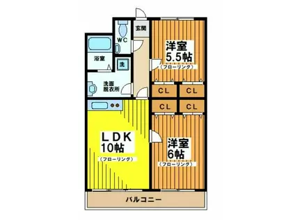 アルパイン松原(2LDK/2階)の間取り写真