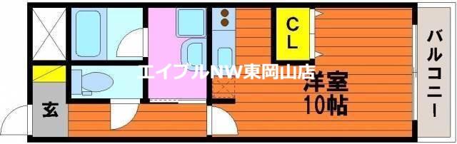 コートシオン(ワンルーム/2階)の間取り写真