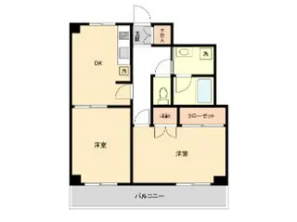 コンフォート本郷台B(2DK/2階)の間取り写真