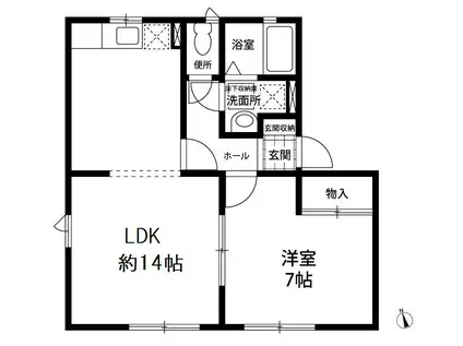 オストベルグ・ミヤコB(1LDK/1階)の間取り写真