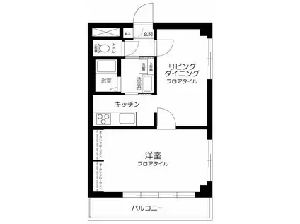 ガーデンヒルズ市ヶ谷(1LDK/3階)の間取り写真