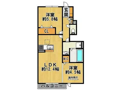 D-ROOM三田市南が丘1丁目(2LDK/1階)の間取り写真