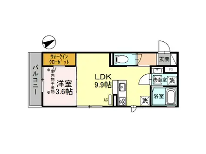 フィールド ヴィレッジ(1LDK/1階)の間取り写真