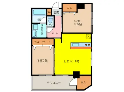こすもすレジデンス(2LDK/6階)の間取り写真