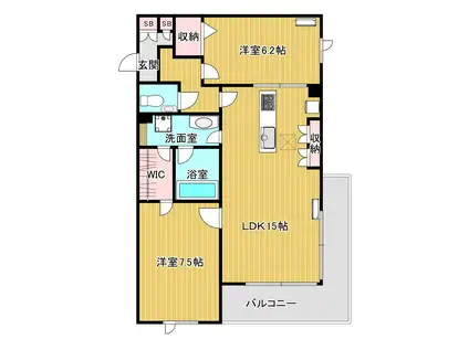 ムライチ・ガーデン花立(1LDK/2階)の間取り写真