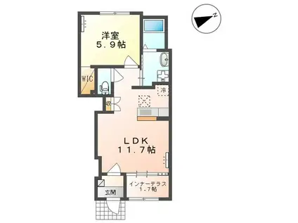 メゾン ドュ サンテ A棟(1LDK/1階)の間取り写真