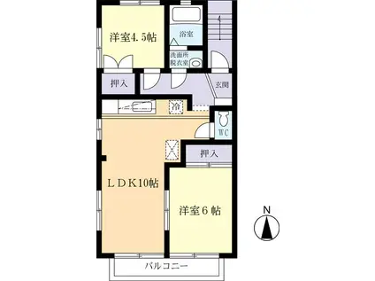 ニューナムハウス(2LDK/2階)の間取り写真