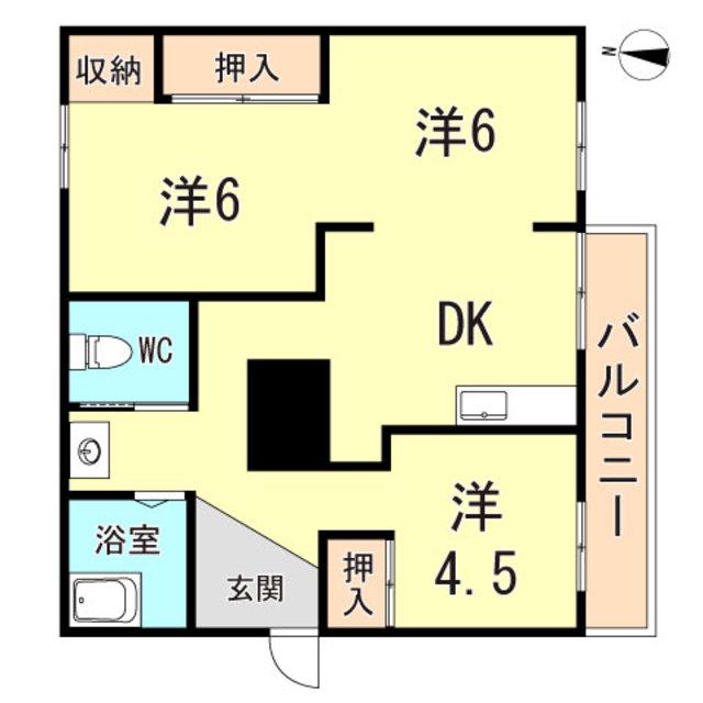 杭瀬団地4号棟(3DK/3階)の間取り写真