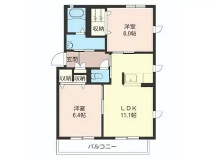 クラヴィエ D(2LDK/1階)の間取り写真