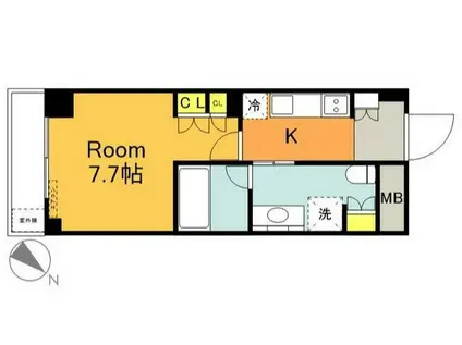 グランスイート麻布六本木(1K/2階)の間取り写真