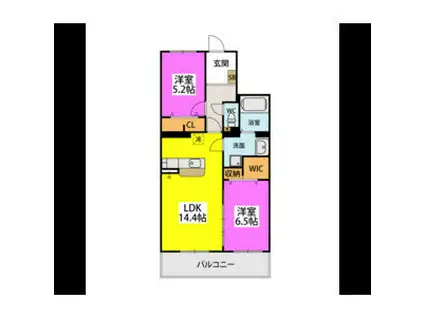 GRAN GLACE久留米南1(2LDK/2階)の間取り写真