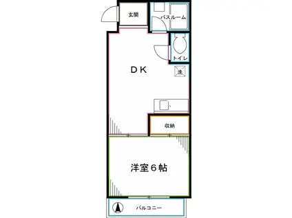 中建国分寺コーポ(1DK/2階)の間取り写真