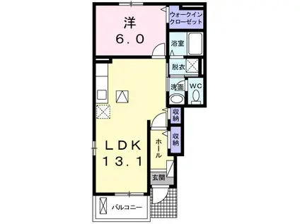ル・シャトーI(1LDK/1階)の間取り写真