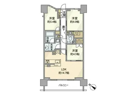ザ・パークハウス町田フロント(3LDK/13階)の間取り写真