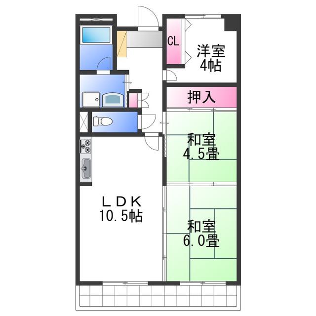 プリムローズ岸和田(3LDK/2階)の間取り写真