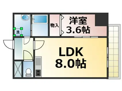 クローバー・レジデンス玉造(1LDK/2階)の間取り写真