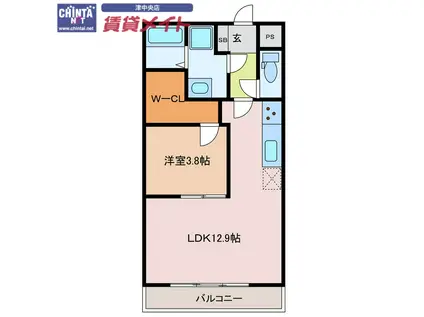 ジェルソミーノ(1LDK/1階)の間取り写真