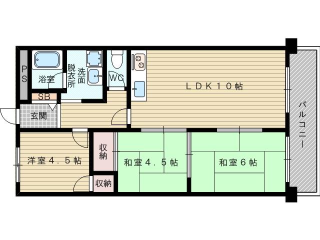 ハイツサンコー(3LDK/3階)の間取り写真
