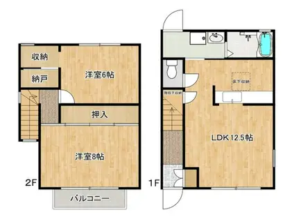 パークハイツ 1号棟(2LDK/1階)の間取り写真
