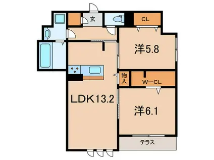 メゾン・ド・プティエル今津(2LDK/1階)の間取り写真