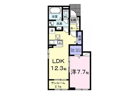 トワレジデンス館山(1LDK/1階)の間取り写真