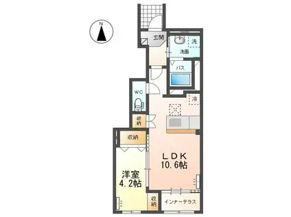 ピノ リプロ(1LDK/1階)の間取り写真