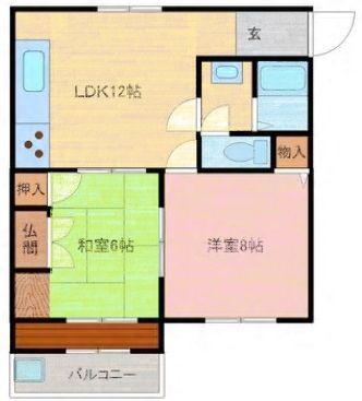 マウンティンやかた II(2LDK/3階)の間取り写真