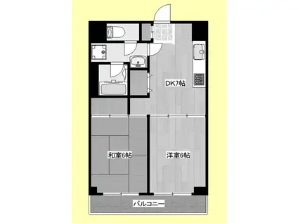カーム浅喜(2DK/3階)の間取り写真