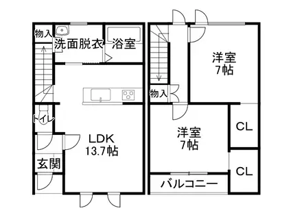 M CUBEIII(2LDK/1階)の間取り写真