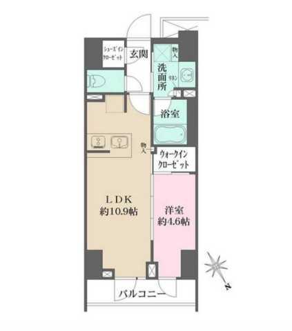 ルフォンプログレ四谷(1LDK/13階)の間取り写真