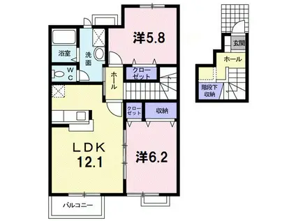 メゾンI(2LDK/2階)の間取り写真