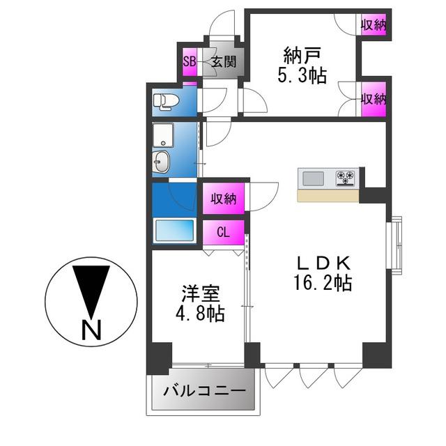 スプランディッド上本町ウエスト(1SLDK/13階)の間取り写真