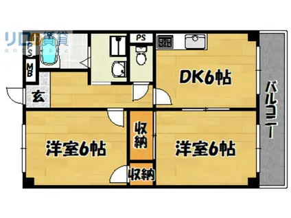 パークサイド豊里(2DK/2階)の間取り写真