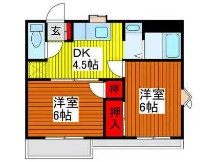 メゾンドボヌールA棟(2DK/1階)の間取り写真